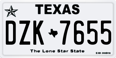 TX license plate DZK7655