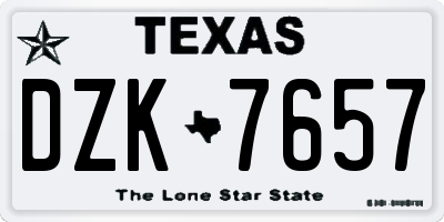 TX license plate DZK7657