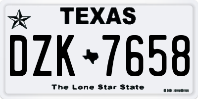 TX license plate DZK7658