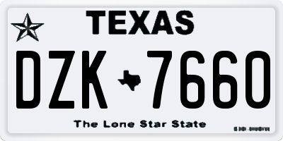 TX license plate DZK7660