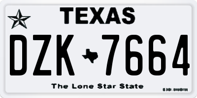 TX license plate DZK7664