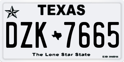 TX license plate DZK7665