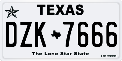 TX license plate DZK7666