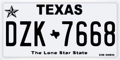 TX license plate DZK7668