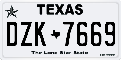 TX license plate DZK7669