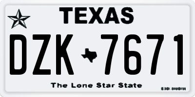 TX license plate DZK7671