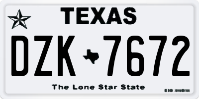 TX license plate DZK7672