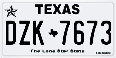 TX license plate DZK7673