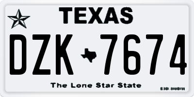 TX license plate DZK7674