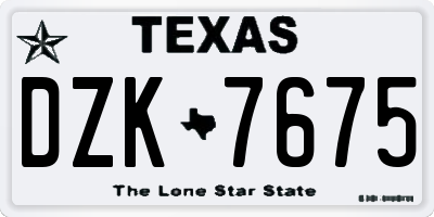 TX license plate DZK7675