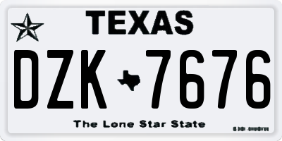 TX license plate DZK7676