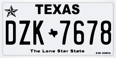 TX license plate DZK7678