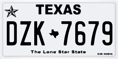 TX license plate DZK7679