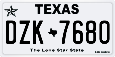 TX license plate DZK7680