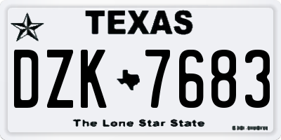 TX license plate DZK7683