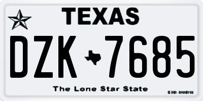 TX license plate DZK7685