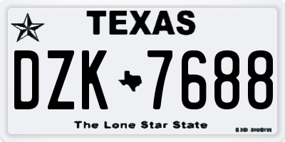 TX license plate DZK7688