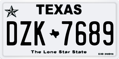 TX license plate DZK7689