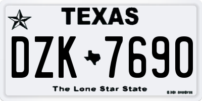 TX license plate DZK7690
