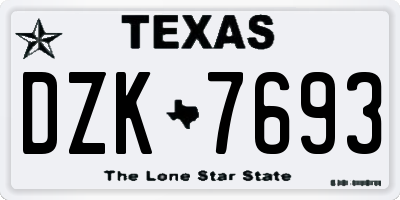 TX license plate DZK7693