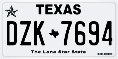 TX license plate DZK7694