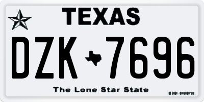 TX license plate DZK7696