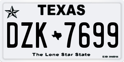 TX license plate DZK7699