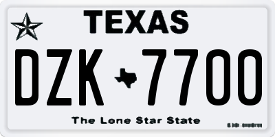 TX license plate DZK7700