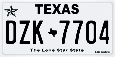 TX license plate DZK7704