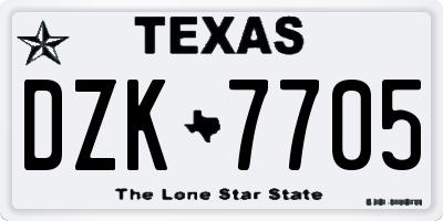 TX license plate DZK7705