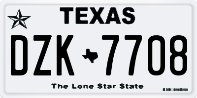 TX license plate DZK7708