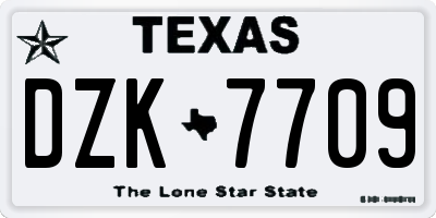 TX license plate DZK7709