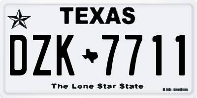 TX license plate DZK7711