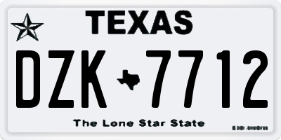 TX license plate DZK7712