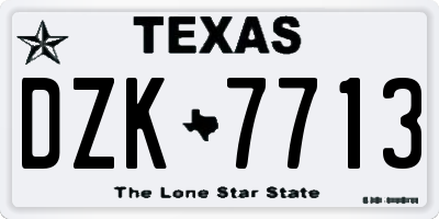 TX license plate DZK7713