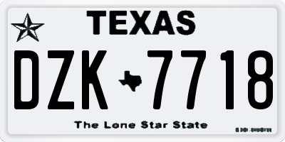 TX license plate DZK7718