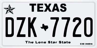 TX license plate DZK7720