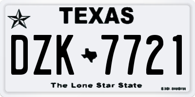 TX license plate DZK7721