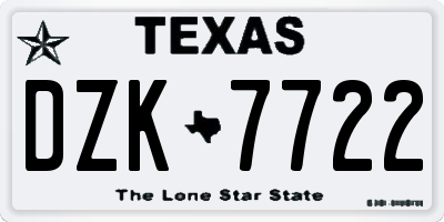 TX license plate DZK7722
