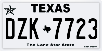 TX license plate DZK7723