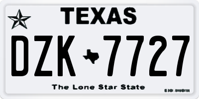 TX license plate DZK7727