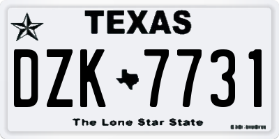 TX license plate DZK7731