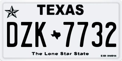 TX license plate DZK7732