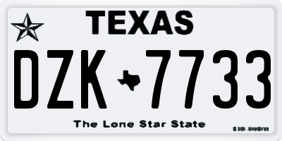 TX license plate DZK7733