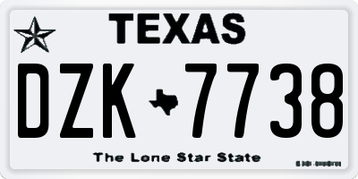 TX license plate DZK7738