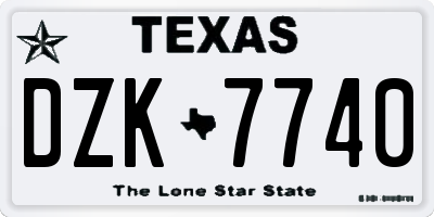 TX license plate DZK7740