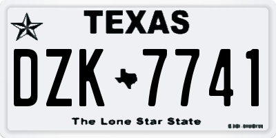 TX license plate DZK7741
