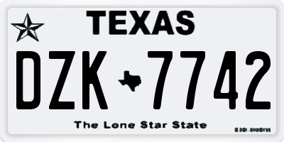 TX license plate DZK7742