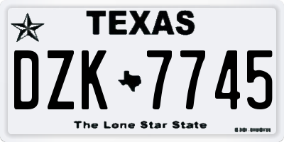 TX license plate DZK7745