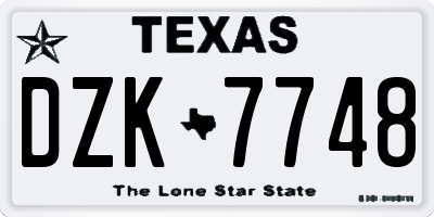 TX license plate DZK7748